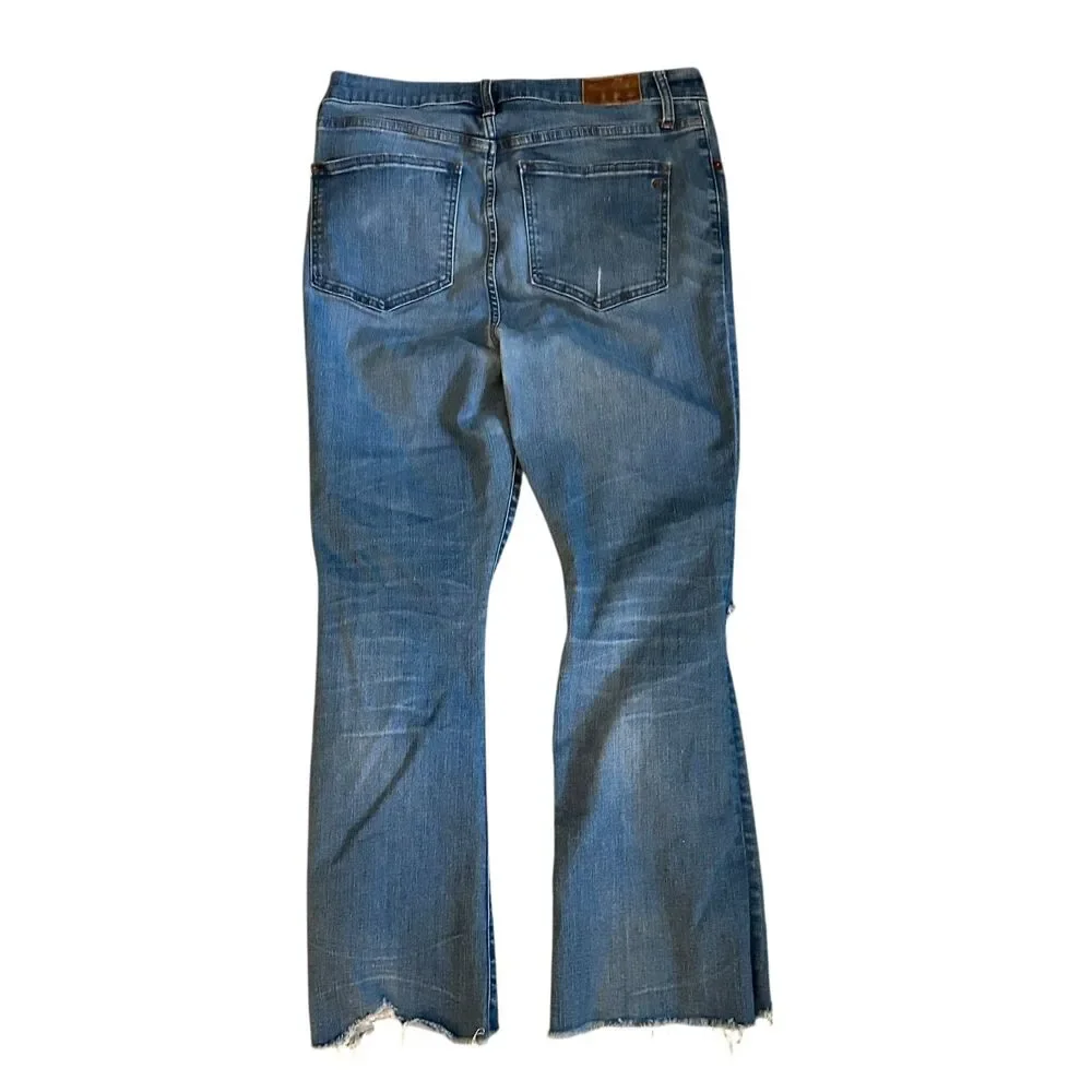 Madewell Medium Wash Button Fly Distressed Cali Demi Boot Stretchy Jeans Size 29